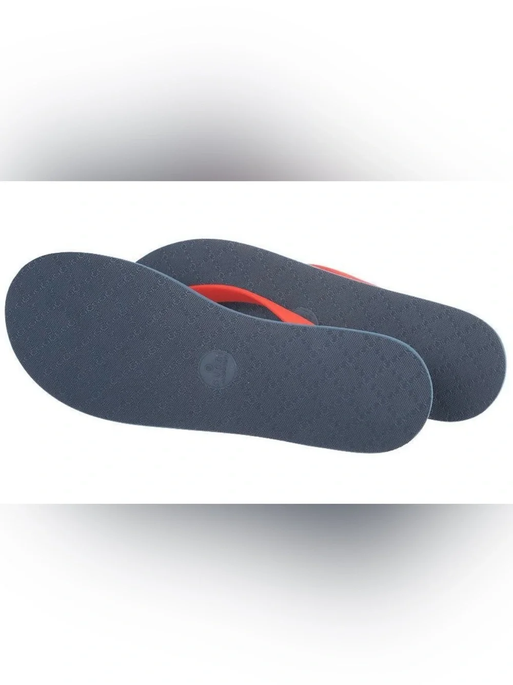 Gucci Men's Navy Footbed with Red double G Strap Logo Flip Flops